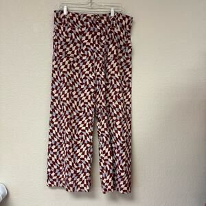 Anthropologie Maeve Printed The Colette Cropped Wide Leg Pants Multi Size 32